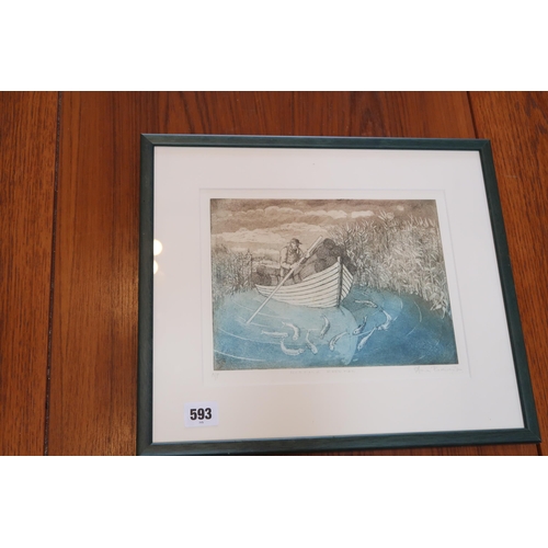 593 - A framed and glazed print 