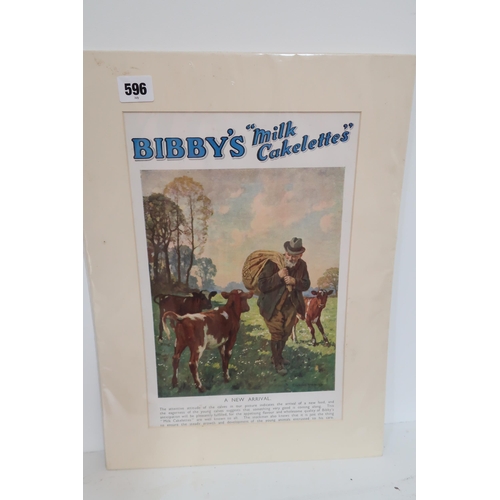 596 - Seven advertising prints for Bibby's Milk Cakelettes.