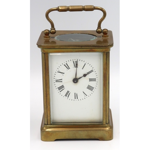 619 - An R and C brass cased French carriage clock