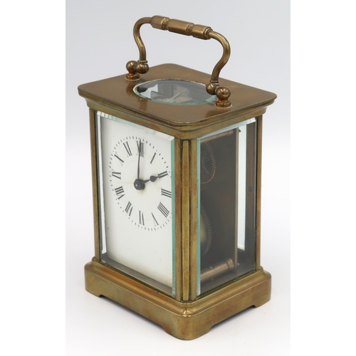 619 - An R and C brass cased French carriage clock