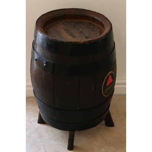 625 - A Charrington coopers barrel on stand. 35cm dia. x 52cm high.