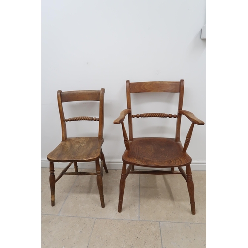 648 - Eight regency bar back dining chairs, six plus two carvers, with rope twist splat.