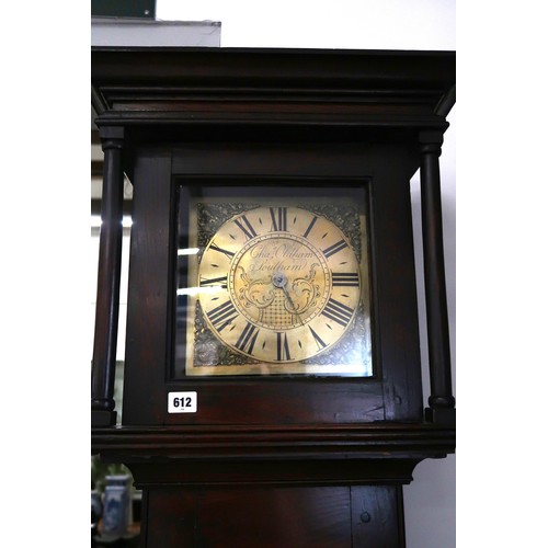 612 - An Oak cased longcase clock by Charles Oldham of Southam, Brass face with Roman Numerals to chapter ... 