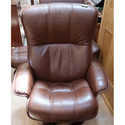 643 - A Stressless style brown leather upholstered armchair - no footstool