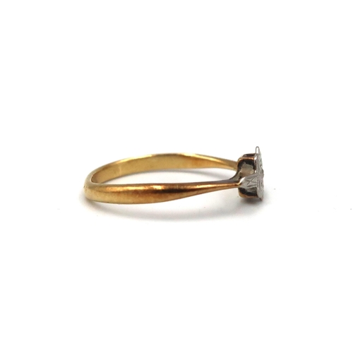 171 - A single cut diamond panel ring. Tests gold 18ct. Size M. Weight 2.12 grams