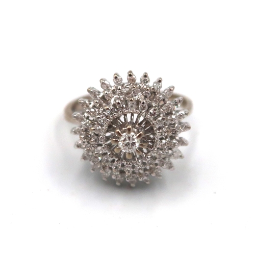 187 - An 18ct white gold diamond cluster ring - approx diamond weight 1ct of diamonds - head size approx 1... 