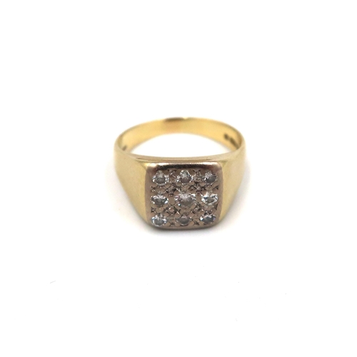 192 - An 18ct yellow gold and diamond ring with 10 0.1ct diamonds to shoulder, approx 7.8 grams, size K/L