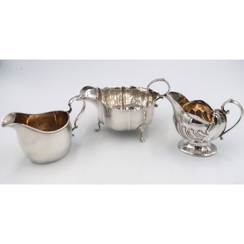 326A - Three silver milk/cream jugs - Victorian shell design jug hallmarked Atkin Brothers Sheffield circa ... 