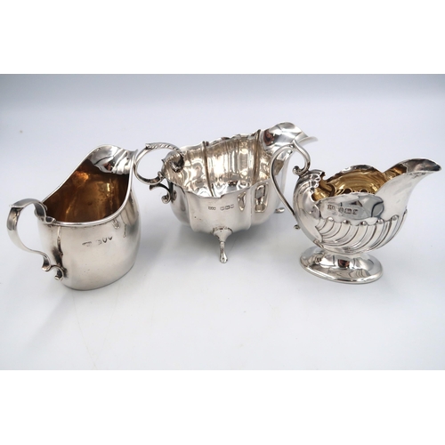 326A - Three silver milk/cream jugs - Victorian shell design jug hallmarked Atkin Brothers Sheffield circa ... 