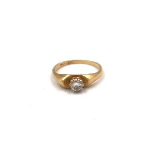 131 - An 18ct yellow gold and diamond solitaire ring, Size K, 3.7grams.