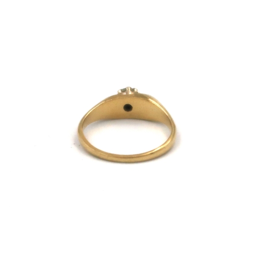 131 - An 18ct yellow gold and diamond solitaire ring, Size K, 3.7grams.