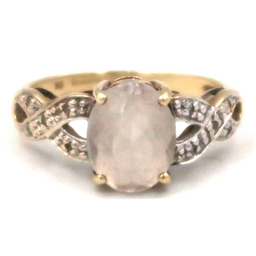 152 - A 9ct yellow white gem and diamond dress ring weight approx 2 grams - ring size J/K