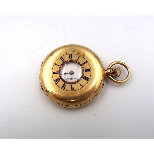 264 - A marked 18ct yellow gold cased half hunter pocket watch by William Wray of Birmingham 106 grams tot... 