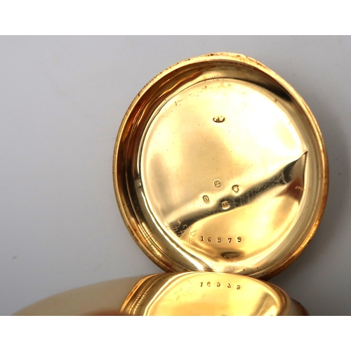 264 - A marked 18ct yellow gold cased half hunter pocket watch by William Wray of Birmingham 106 grams tot... 