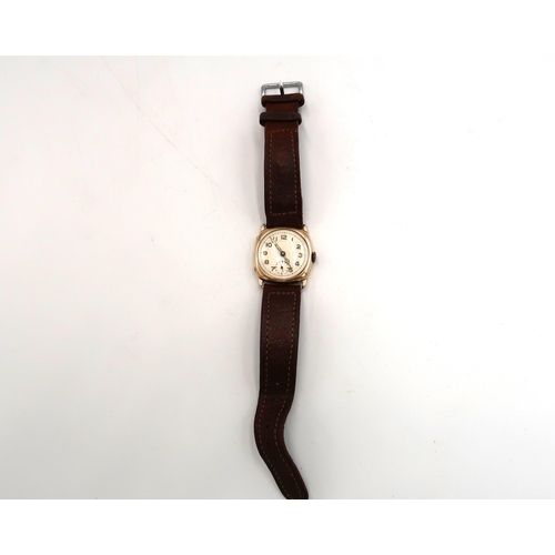 269 - A 9ct (mark rubbed) gold cased ladies wristwatch arabic numerals and with subsidiary seconds at 6 o'... 