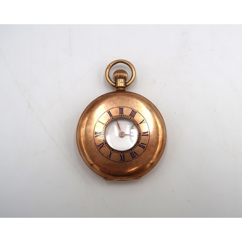 272 - A 9ct yellow gold hallmarked cased half hunter pocket watch by J.W. Benson, approx 88.6 grams