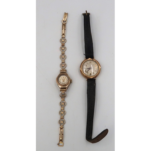 284 - A marked .375 yellow gold cased ladies watch with Arabic numerals to dial approx 2.3 grams without m... 