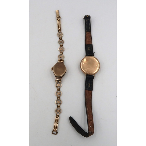 284 - A marked .375 yellow gold cased ladies watch with Arabic numerals to dial approx 2.3 grams without m... 