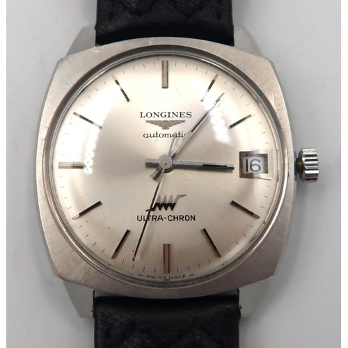 285 - A Gentleman's Longines ULTRA-CRON Automatic wristwatch, Baton markers to silvered dial with date ape... 