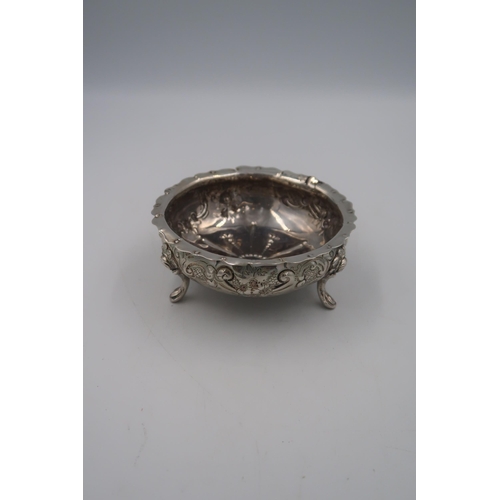 324 - A Victorian silver hallmarked circular bowl with embossed foliate decoration. London 4.24 Troy oz.