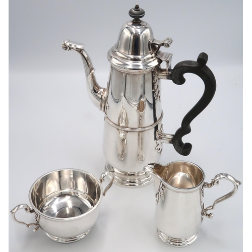 327 - A limited edition reproduction silver hallmarked coffee service consisting of coffee pot, milk and s... 