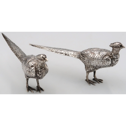 328 - A pair of Continental silver pheasants