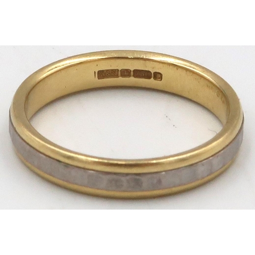 36 - An 18ct gold bi colour band ring, Size R, Weight 5.1 grams.