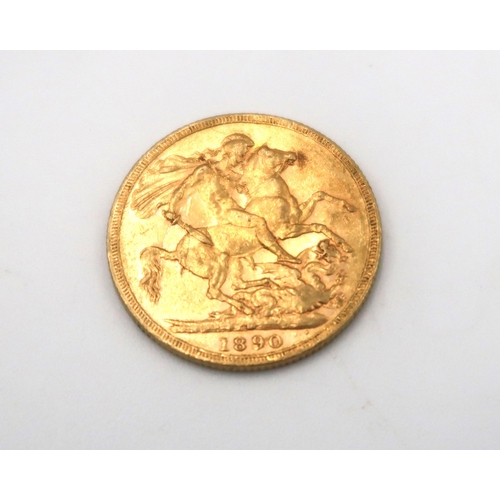 365 - A 1890 Full Sovereign, 7.98grams 22ct gold.