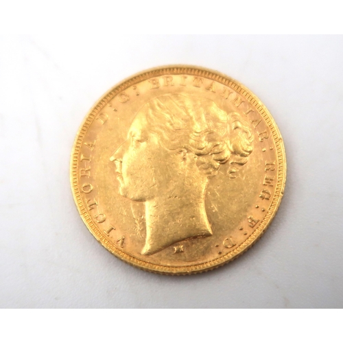 377 - An 1866 full gold shield back sovereign