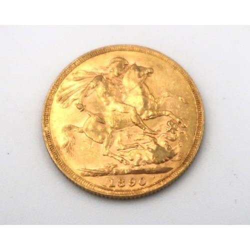 382 - A 1890 Full Sovereign, 7.98grams 22ct gold.