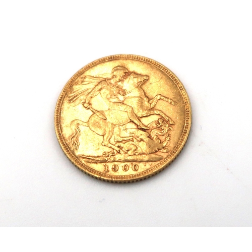 383 - A 1900 Full Sovereign, 7.98grams 22ct gold.