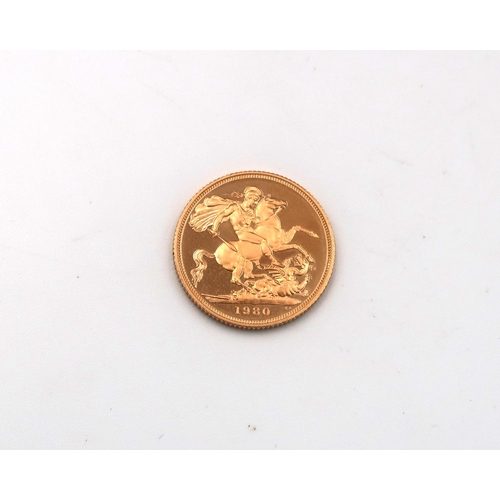 389 - A 1980 full gold sovereign - 7.89 grams