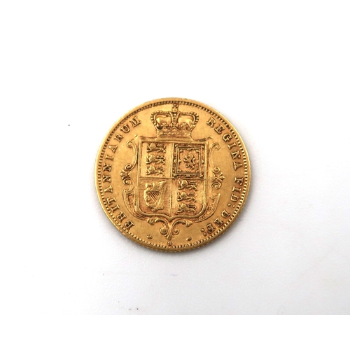 400 - A 1875 shield back half gold sovereign, approx 4 grams