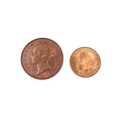 401 - An 1858 Victorian half Penny along with a 1923 Farthing