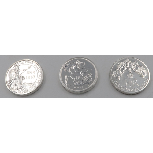 408 - Three silver £20 coins