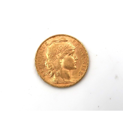 424 - A 1909 20 Franc .900 gold coin