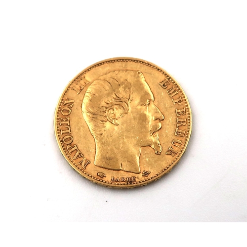 426 - A 1856 20 Franc .900 gold coin, approx 6.5 grams