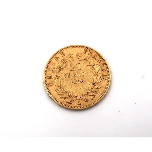 426 - A 1856 20 Franc .900 gold coin, approx 6.5 grams