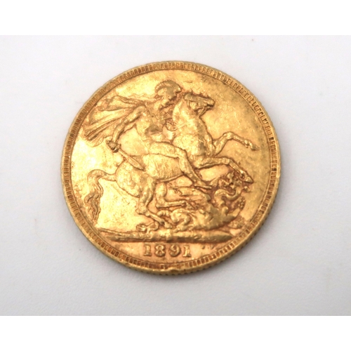 428A - A 1891 full gold sovereign, 7.98grams