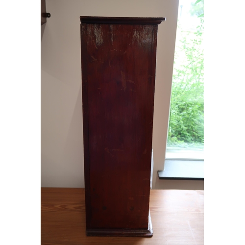 451 - Circa 1910-1920 cigarette vending machine in good working order with key. 57cm high x 18cm wide x 18... 