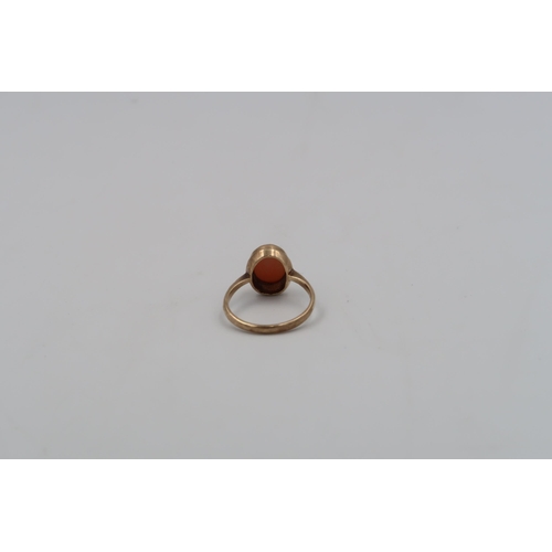 46 - An oval cameo ring, size P, stamped 9ct,  3grams.