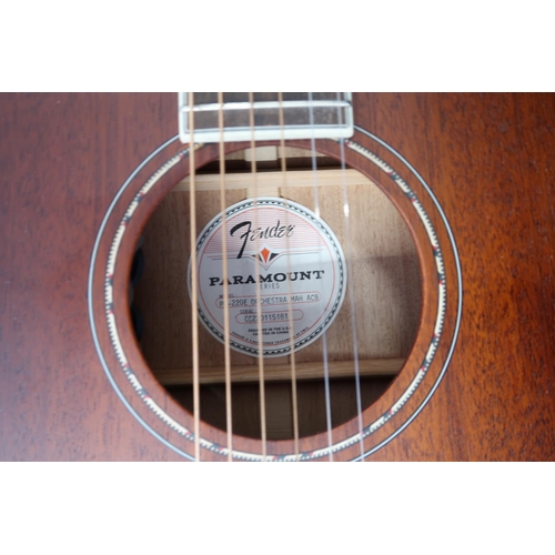 484 - A six string Fender acoustic guitar, Fender Paramount Series, Model PO-220E Orchestra, serial number... 