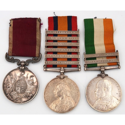 541 - South Africa campaign medals, one with six bars  1901 medal with two bars, and a good conduct and se... 