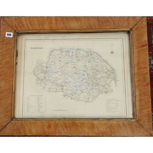 586 - A Hoare and Reeves Map of Norfolk, 47cm x 37cm