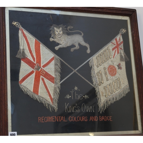 600 - Kings Own regimental colours on silk