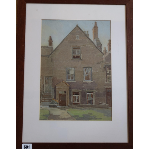 601 - Charlotte Mary Cornock, watercolour, 'Oxford residence' 47cm x 34.5cm