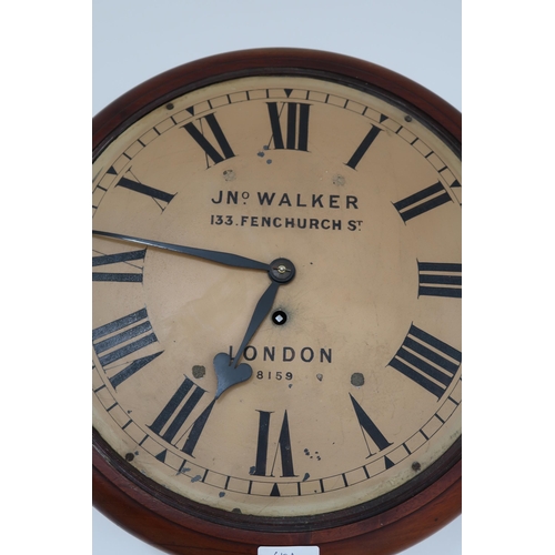 610A - An 8 day Movement Railway clock by J. Walker of London. The 12'' dial marked with number 8159, chain... 