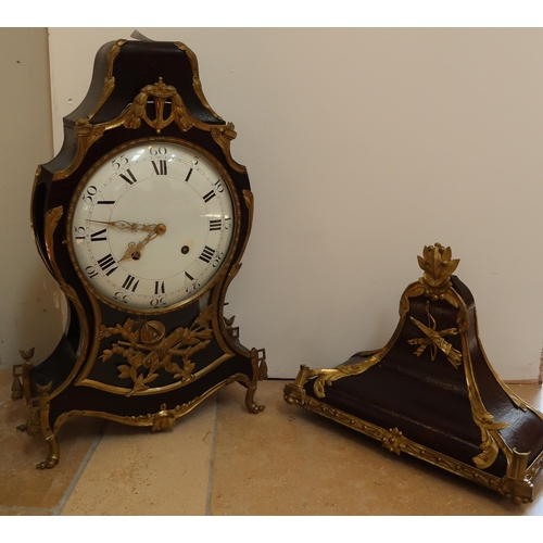 611A - A Louis XV style French Boulle clock, the convex dial with hours and minutes, brass hands, case with... 