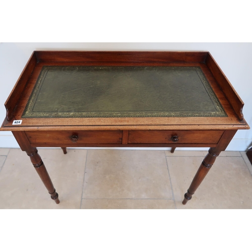 624 - A 19th century mahogany writing table with leather top in good condition with a nice patina, 92cm wi... 