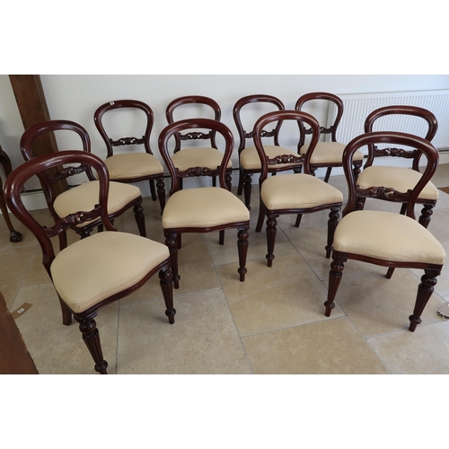 645 - A set of 10 19th century style balloon back dining chairs in solid condition